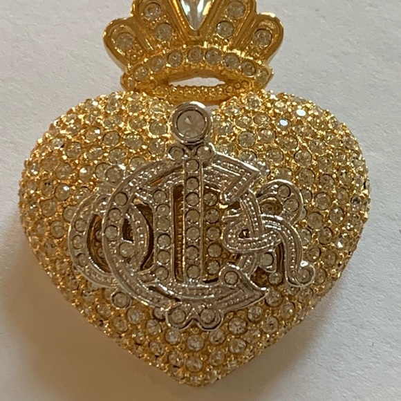 Dior Jewelry - Christian DIOR Logo Heart Crystal Brooch Pin